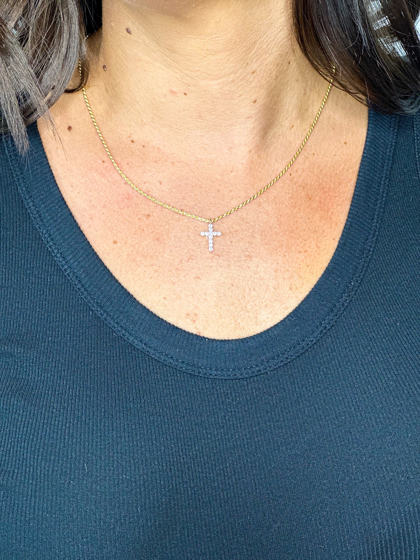 Cross Pendant with Rope Chain