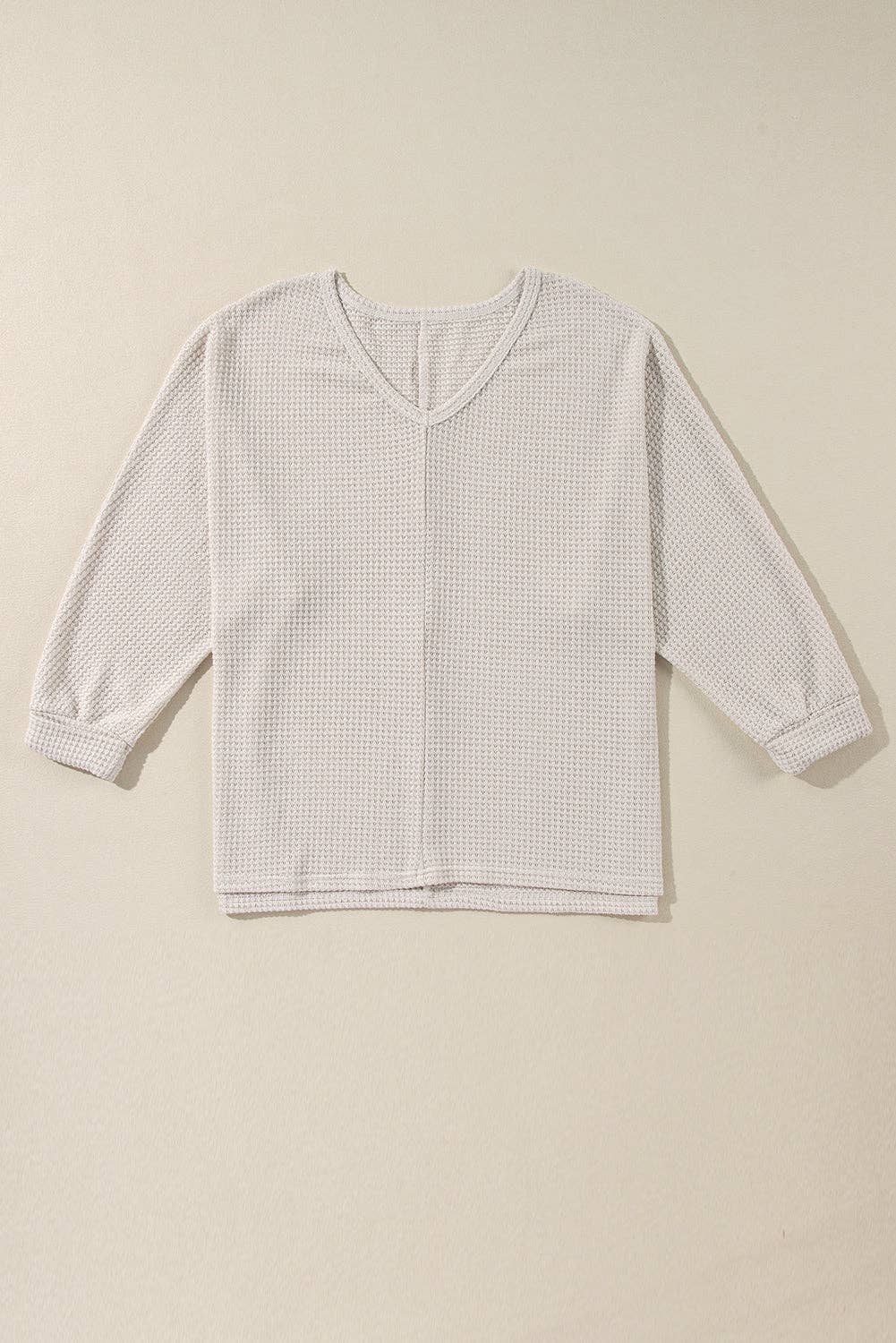 Whitney Waffle V Neck long sleeve tee