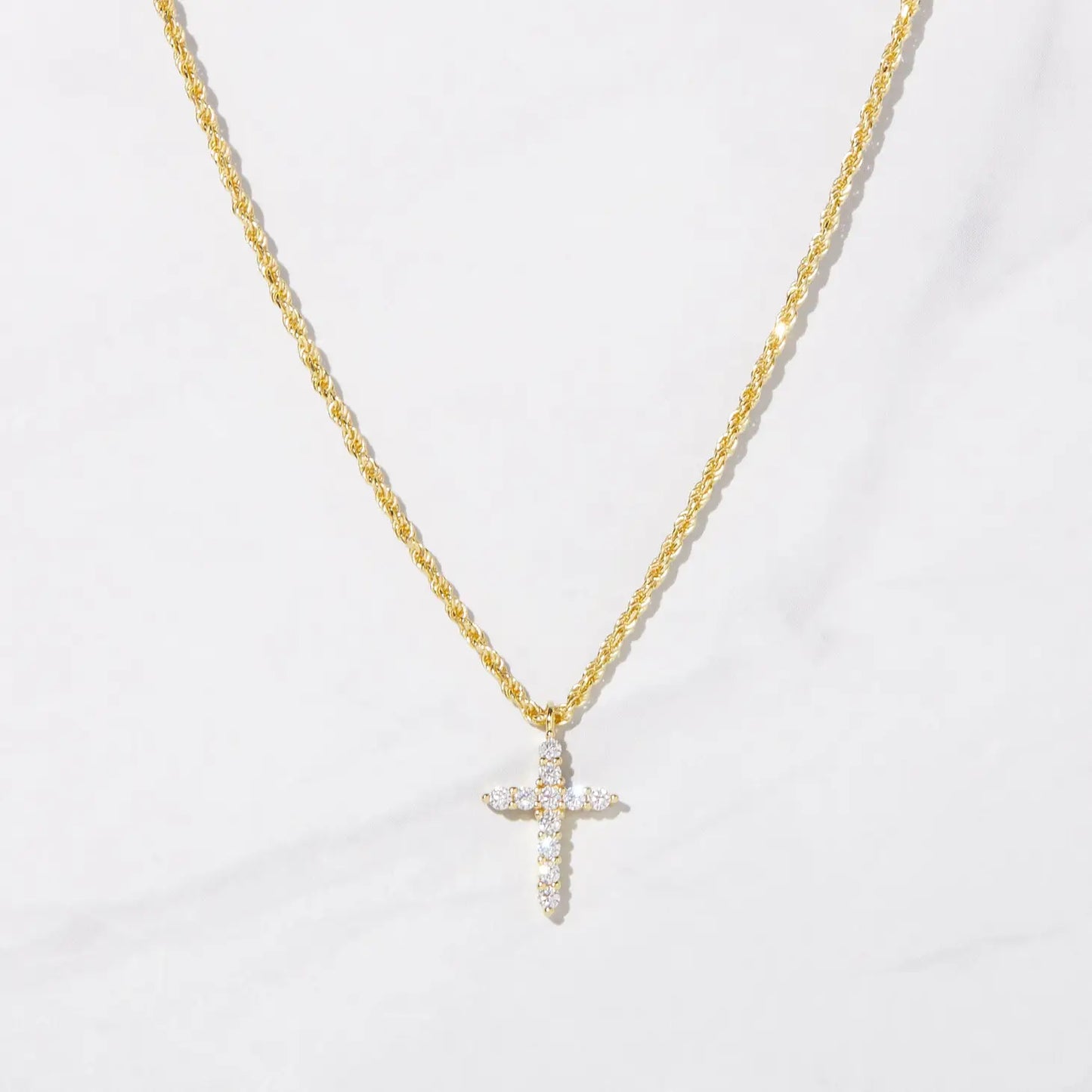 Cross Pendant with Rope Chain